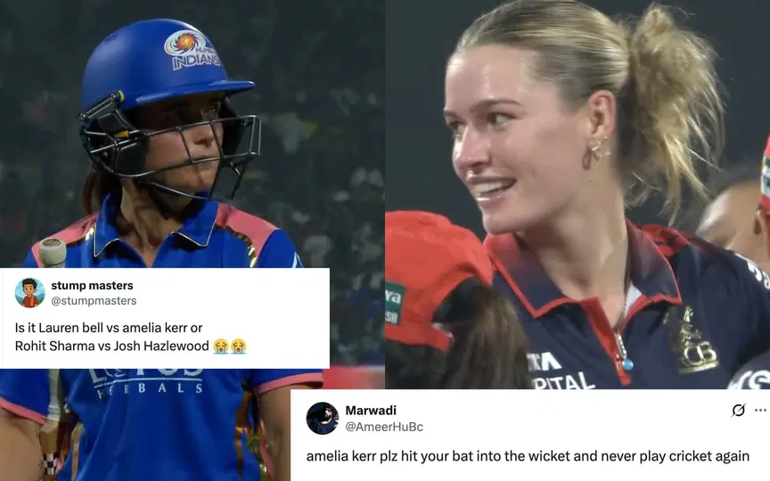 "Rohit vs Hazlewood": Netizens lambast MI's Amelia Kerr for struggle vs Bell in WPL opener